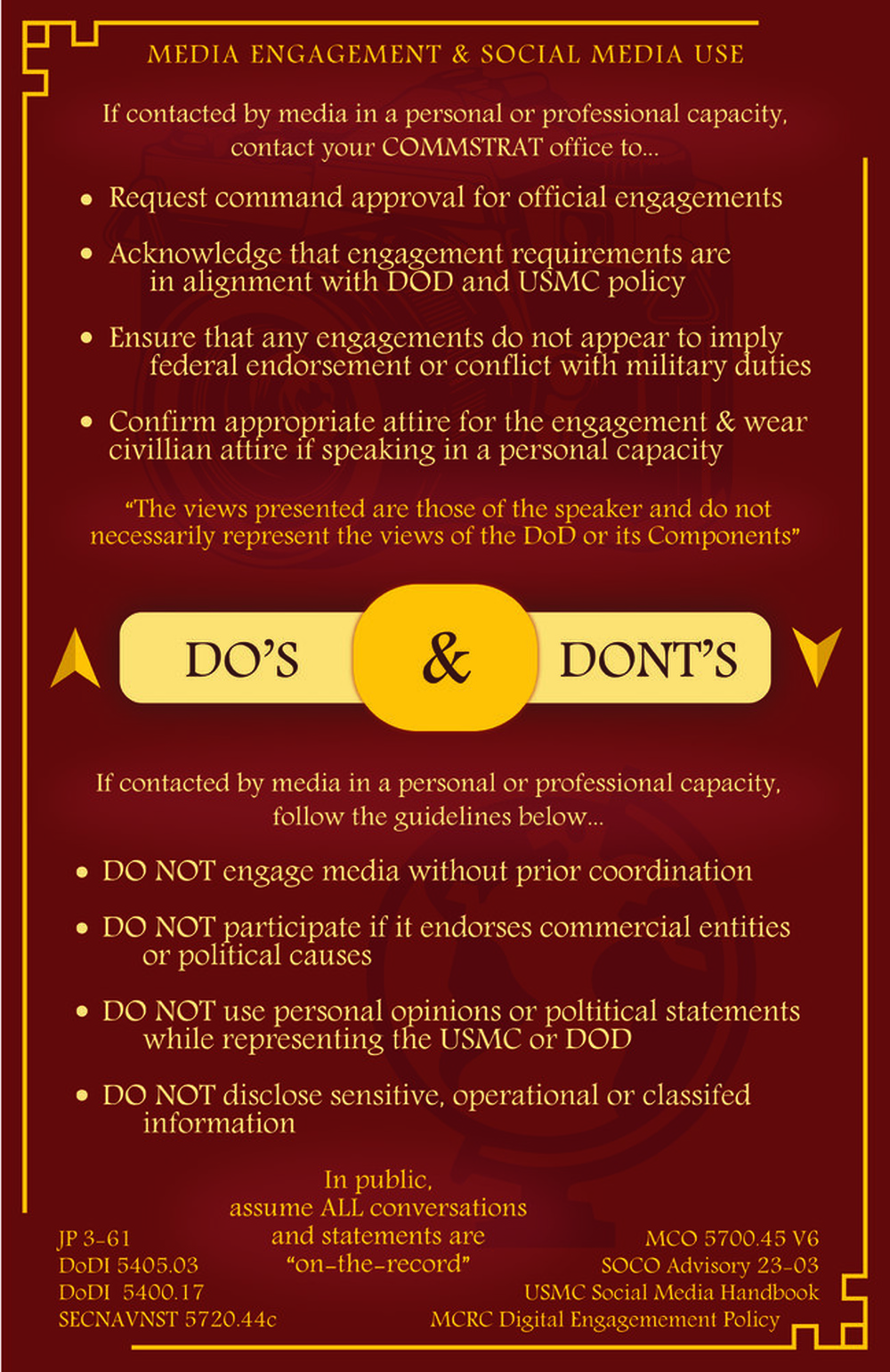 DO's and DON'Ts for Media Engagement and Social Media Use