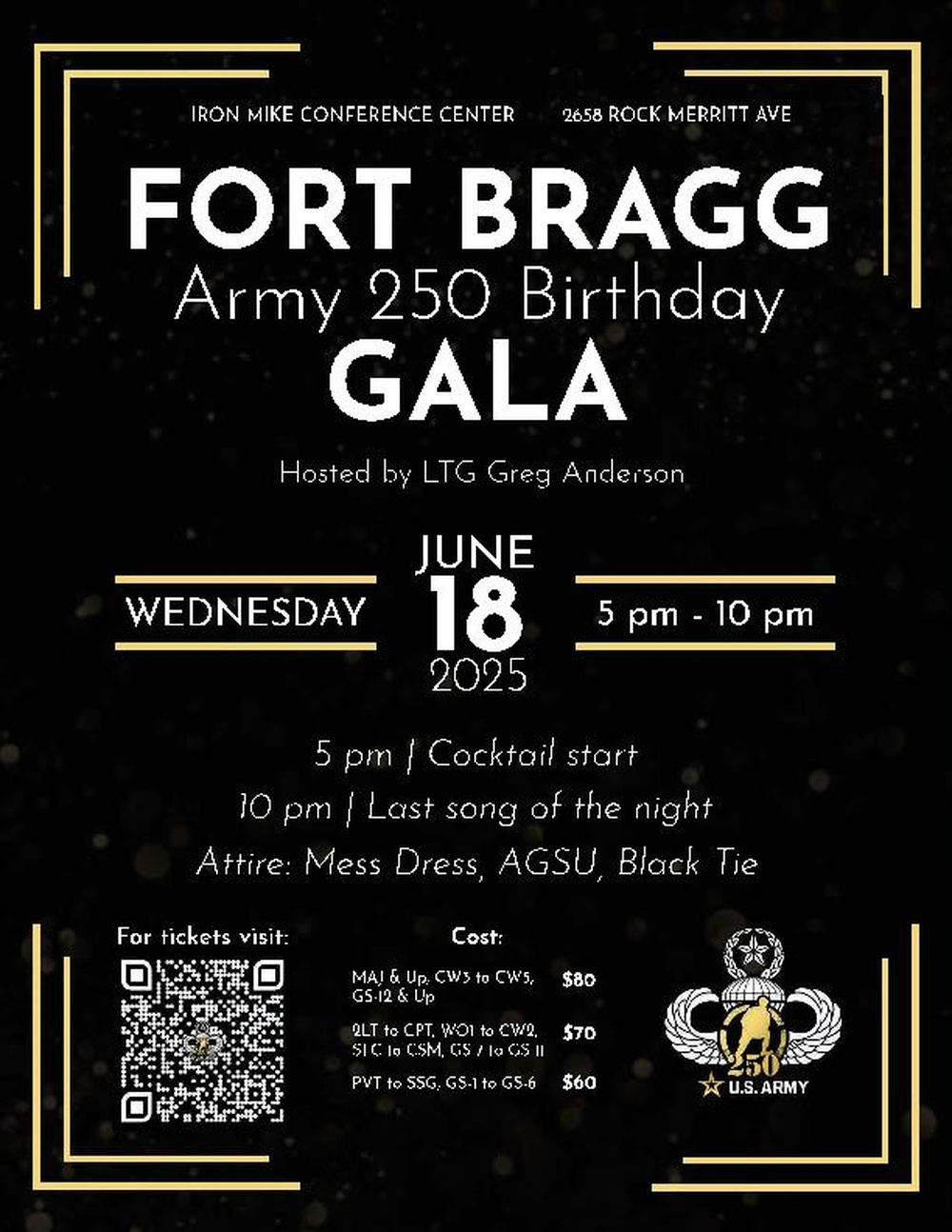 Fort Bragg Army 250 Birthday Gala Flyer