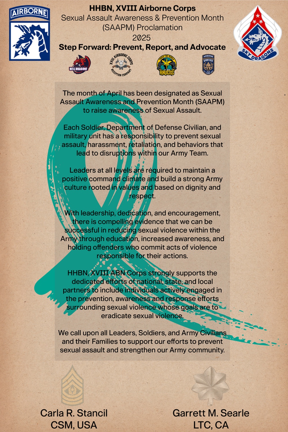 Sexual Assault Awareness and Prevention Month (SAAPM) Proclamation Poster