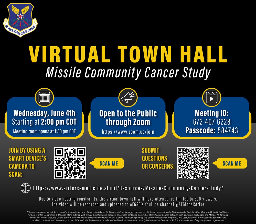 AFGSC announces MCCS Virtual Town Hall to discuss Environmental Sampling Results and the resulting Health Risk Assessment