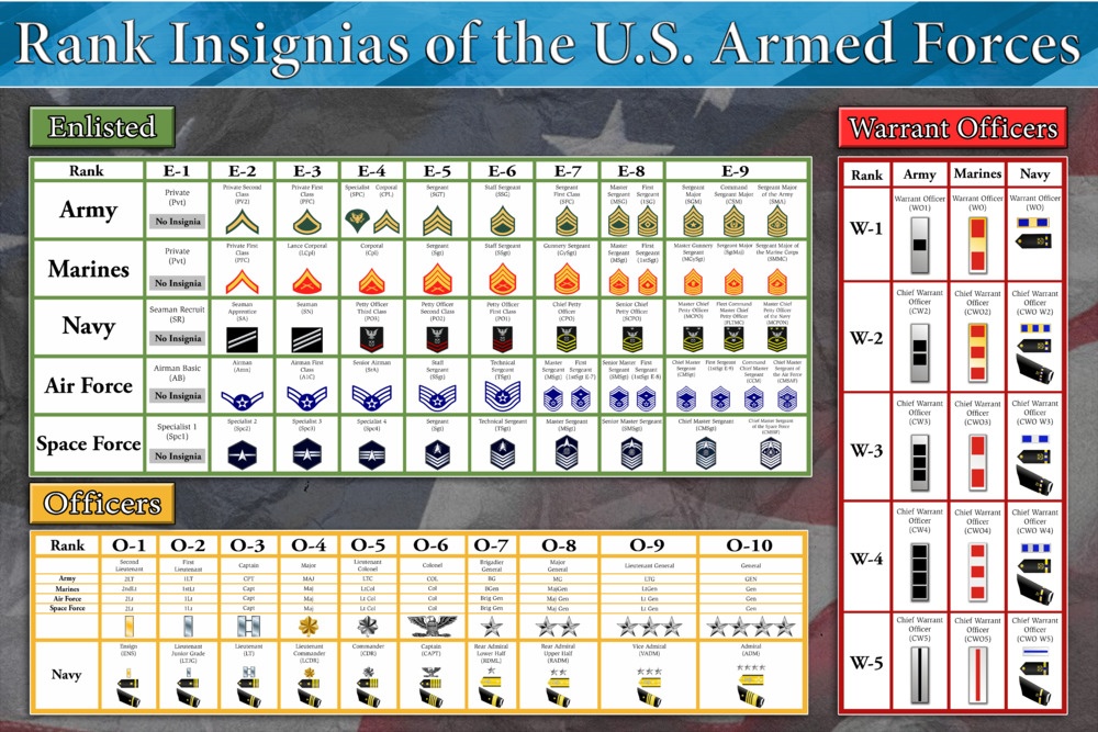 Rank Insignia of the U.S. Armed Forces Poster 2025