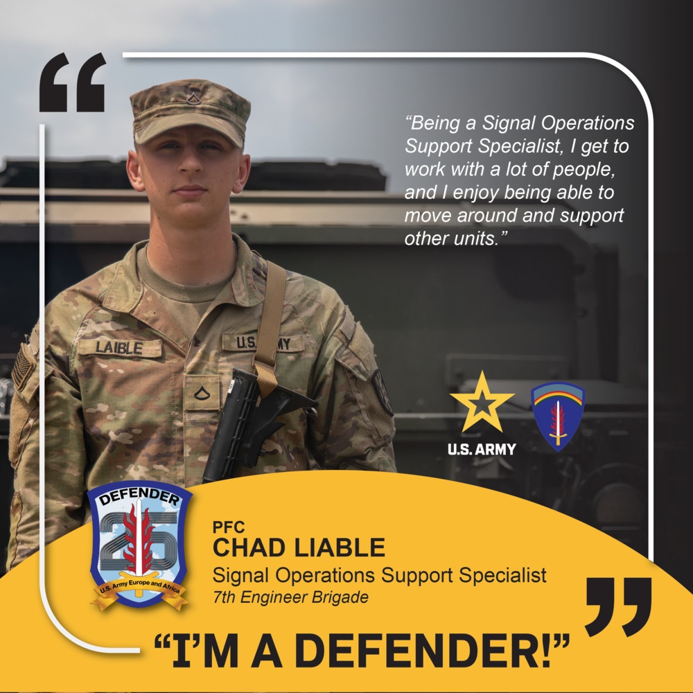 7th Engineer Brigade, 21st Theater Sustainment Command, I'M A DEFENDER', 25U Signal Operations Support Specialist in Romania