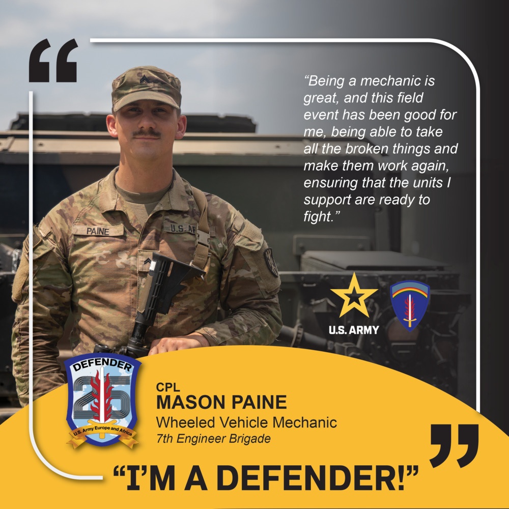 7th Engineer Brigade, 21st Theater Sustainment Command, I'M A DEFENDER', 91B Wheeled Vehicle Mechanic in Romania