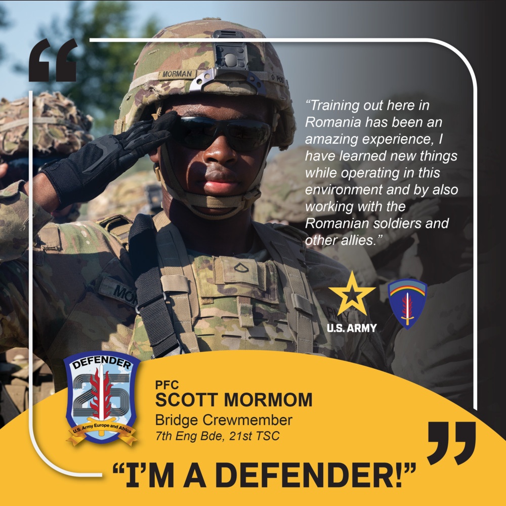 7th Engineer Brigade, 21st Theater Sustainment Command, I'M A DEFENDER', 12C Bridge Crewmember in Romania