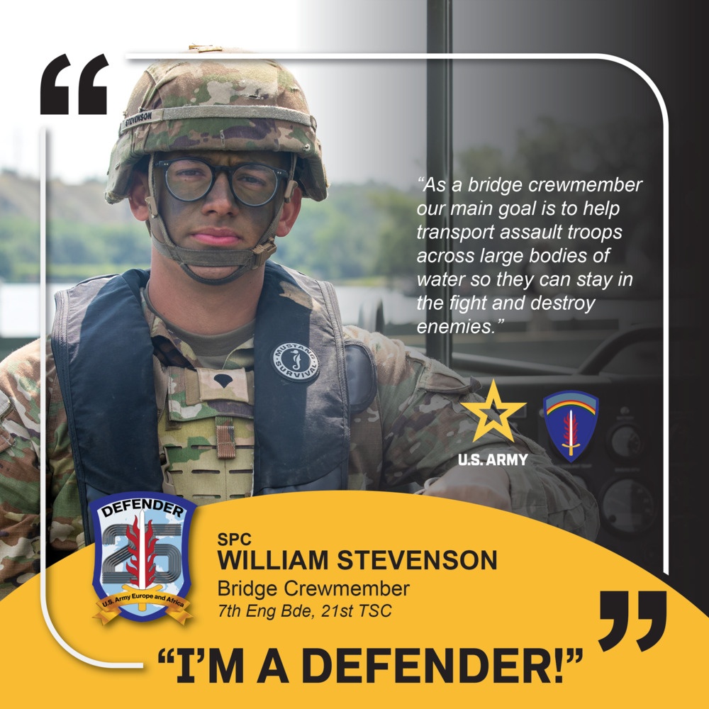 7th Engineer Brigade, 21st Theater Sustainment Command, I'M A DEFENDER', 12C Bridge Crewmember in Romania