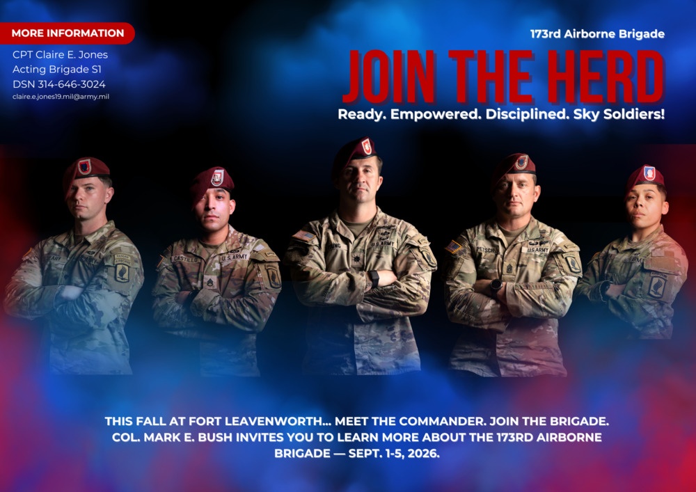 173rd Airborne Brigade Invites Soldiers to “Join the Herd” During Fort Leavenworth Visit Sept. 1-5, 2026