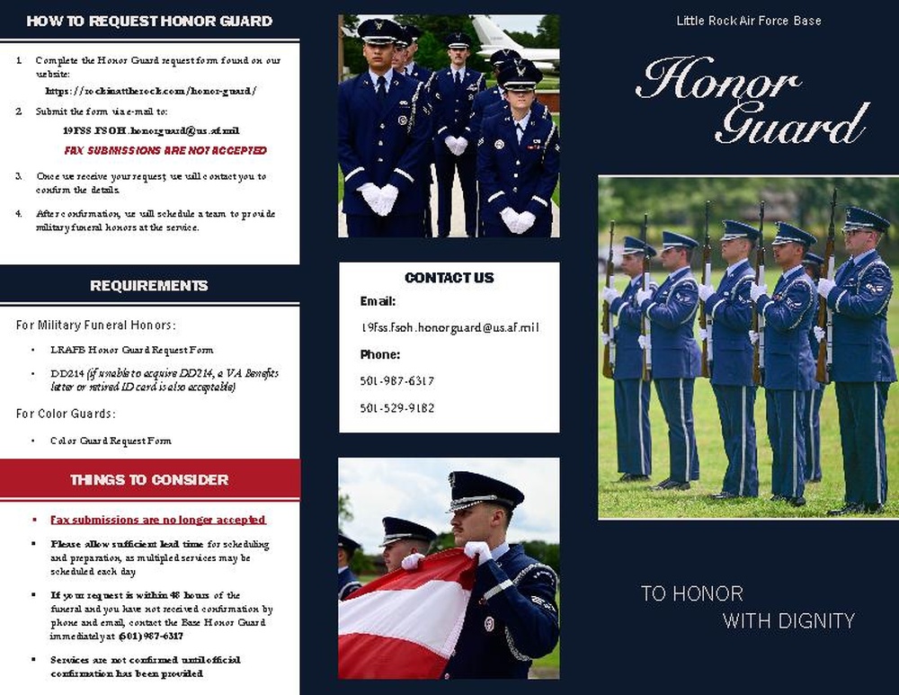 Little Rock AFB Honor Guard brochure guides Arkansas families through military funeral honors process