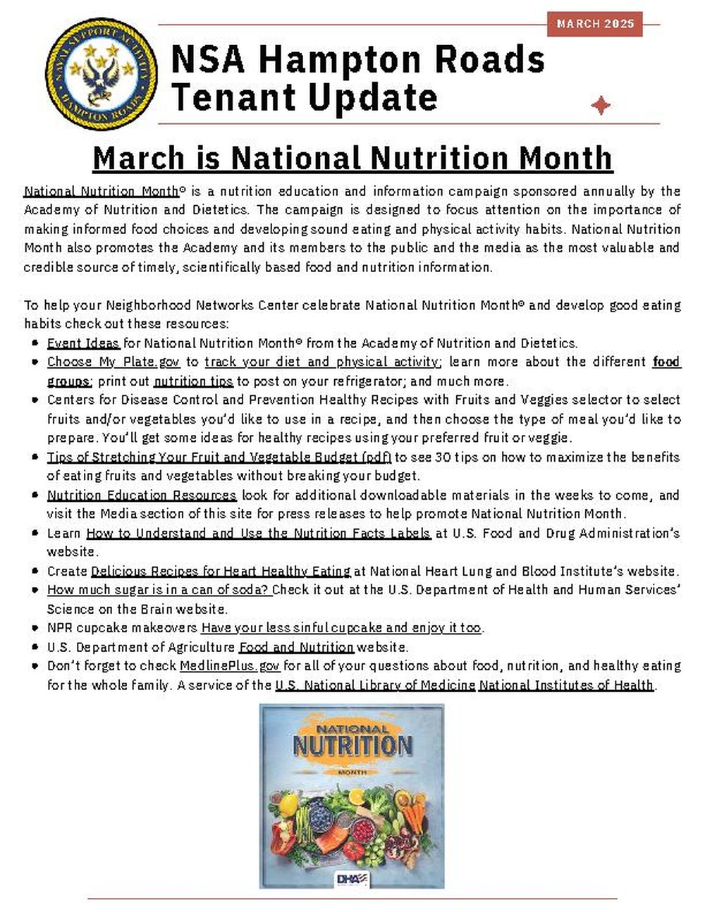 NSA Hampton Roads Monthly Tenant Update - March (2025)