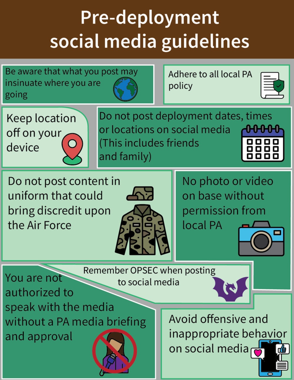 Pre-deployment line social media guidelines