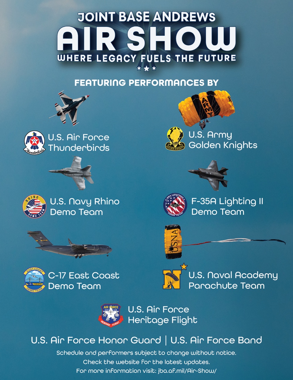 2025 Joint Base Andrews Air Show: Military Performers