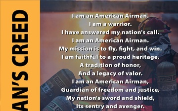 The Airman's Creed poster displayed at the Goodfellow Fire Academy
