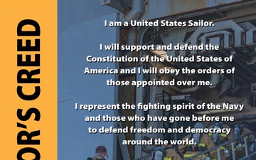 The Sailor's Creed poster displayed at the Goodfellow Fire Academy