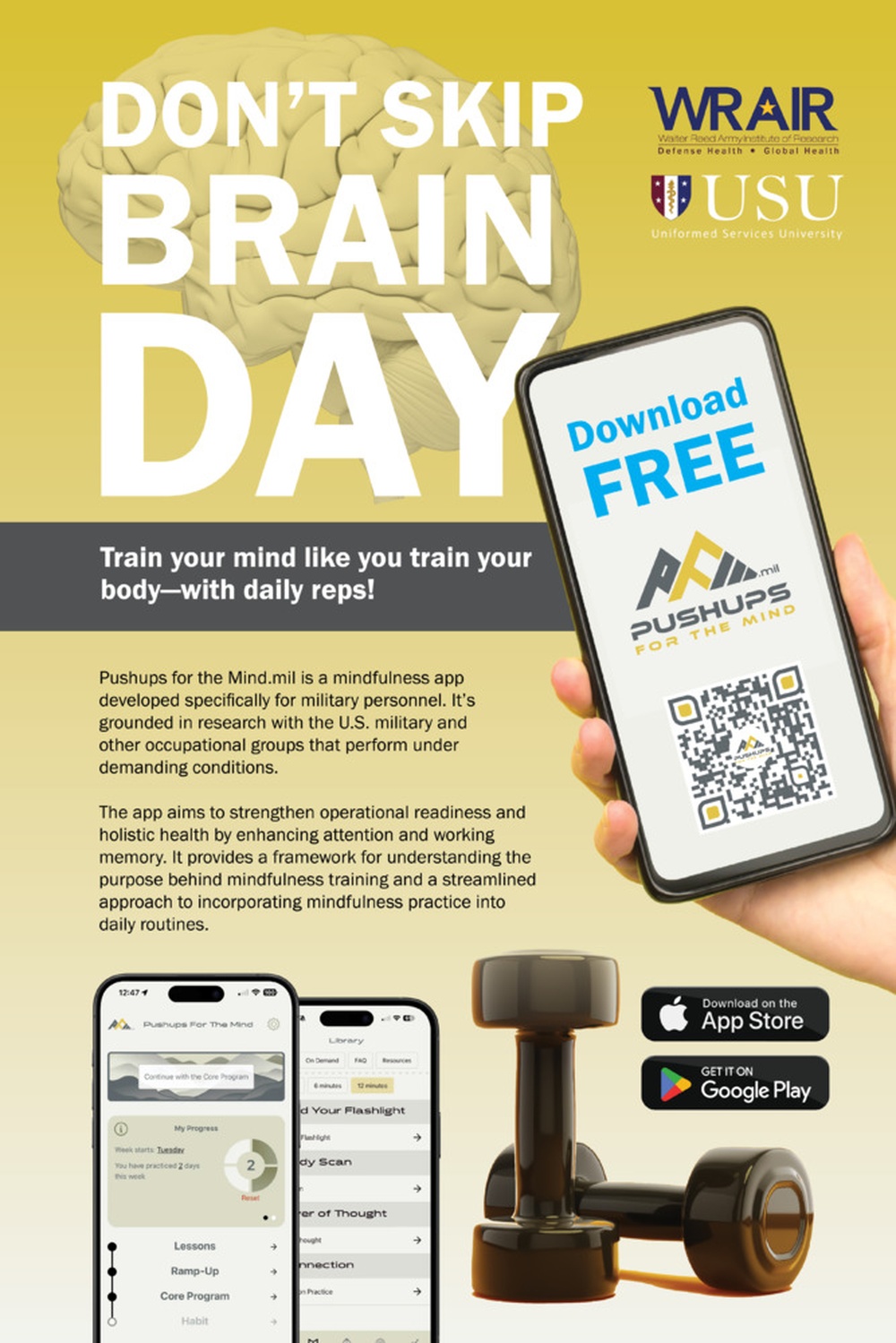 WRAIR launches “Pushups for the Mind.mil” app to improve Warfighter performance