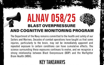 ALNAV 058/25 Blast Overpressure and Cognitive Monitoring Program