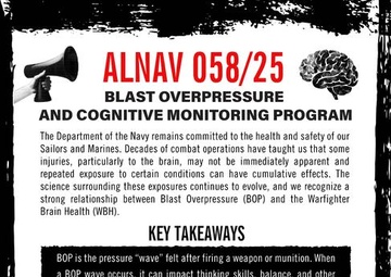 ALNAV 058/25 Blast Overpressure and Cognitive Monitoring Program