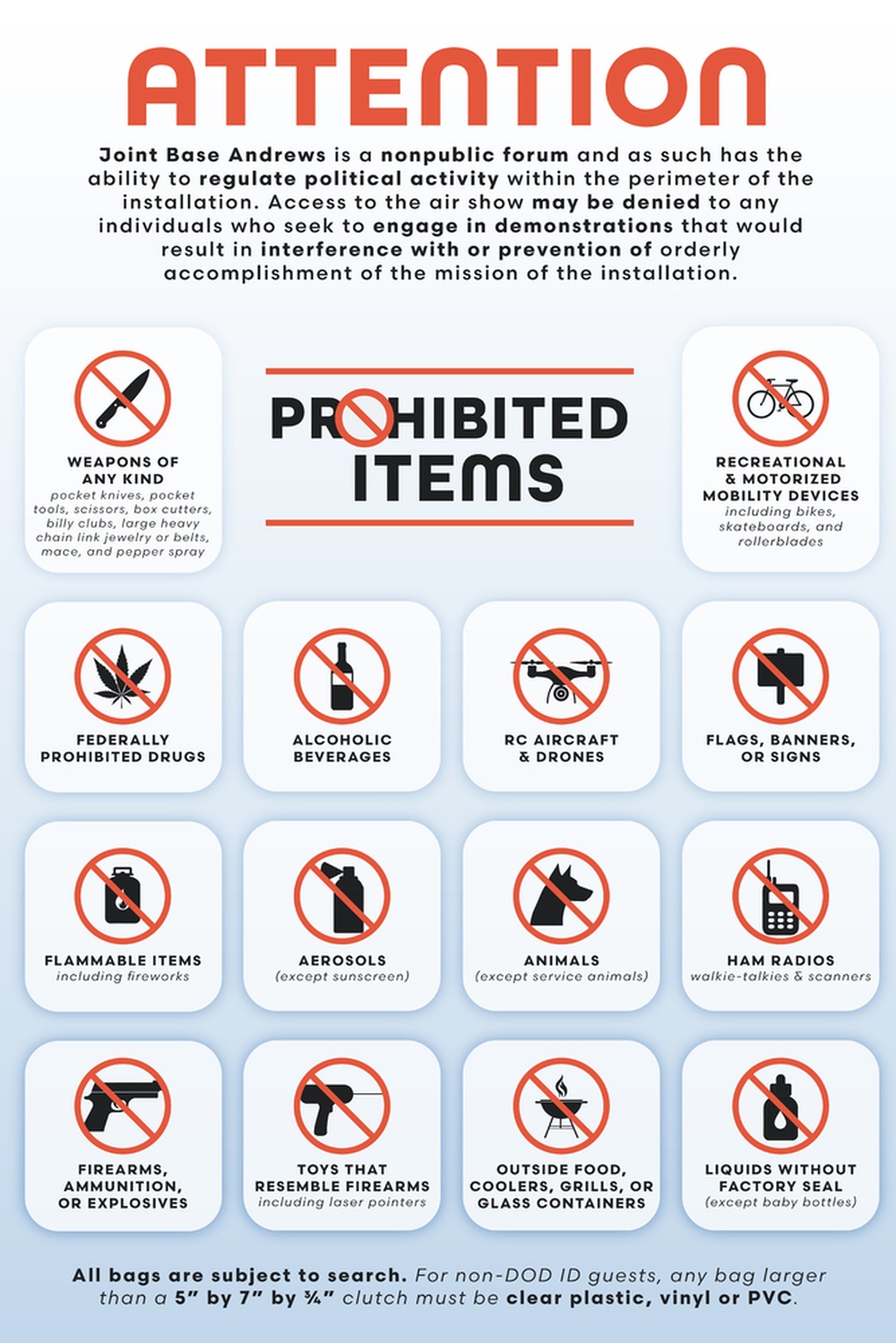 2025 Joint Base Andrews: Prohibited Items