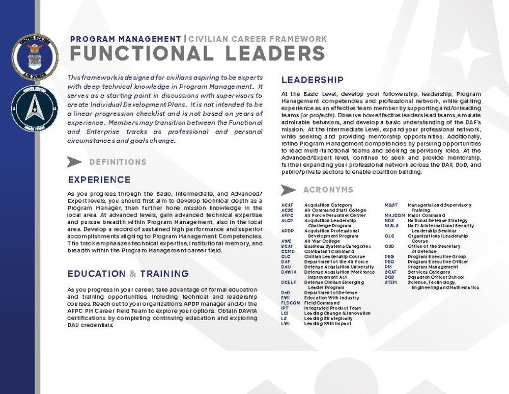 Civilian Career Framework for Functional Leaders released