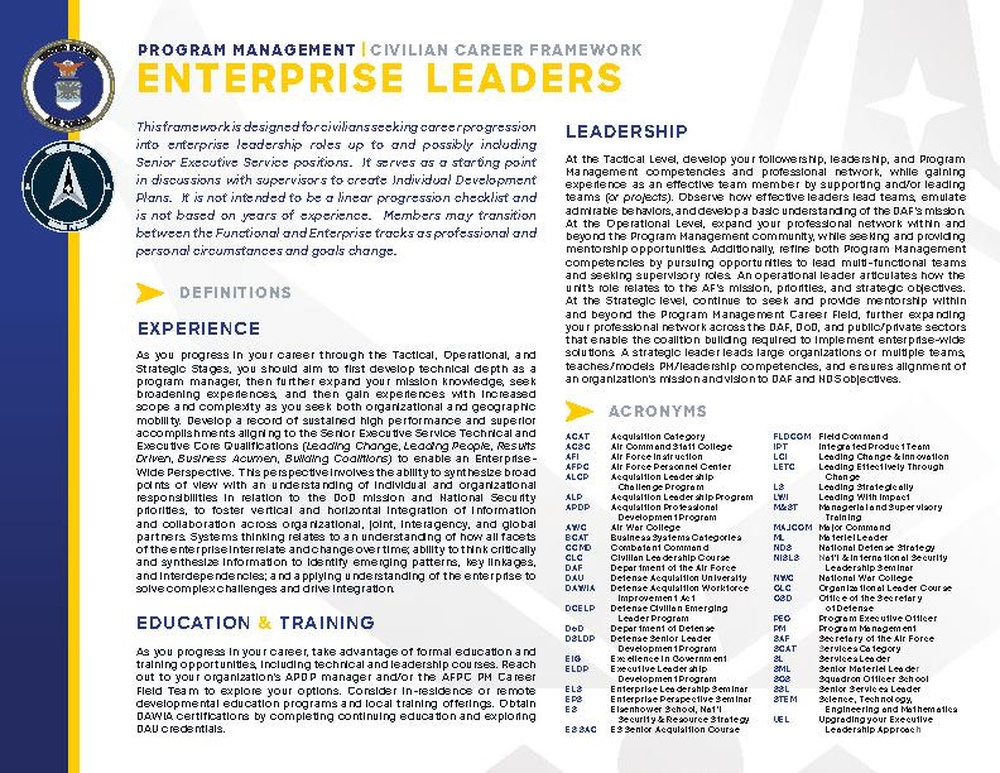 Civilian Career Framework for Enterprise Leaders released