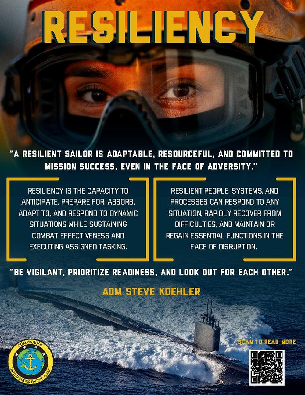 Adm. Steve Koehler, commander, U.S. Pacific Fleet, issues &quot;Resiliency&quot; Fleet Order