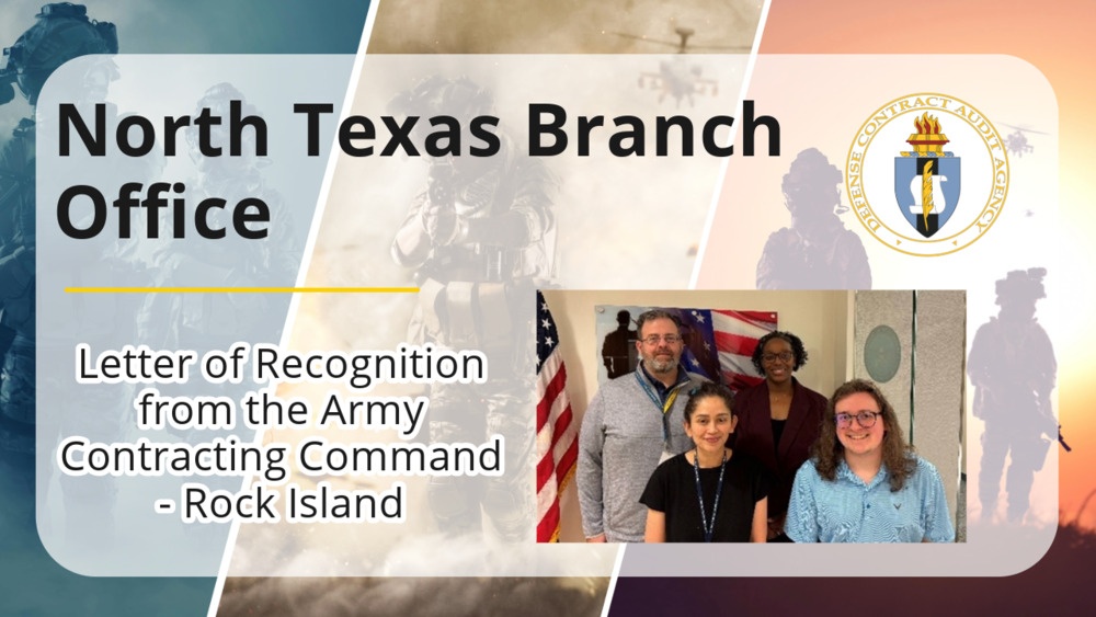 DCAA office recognized by Army Contracting Command - Rock Island