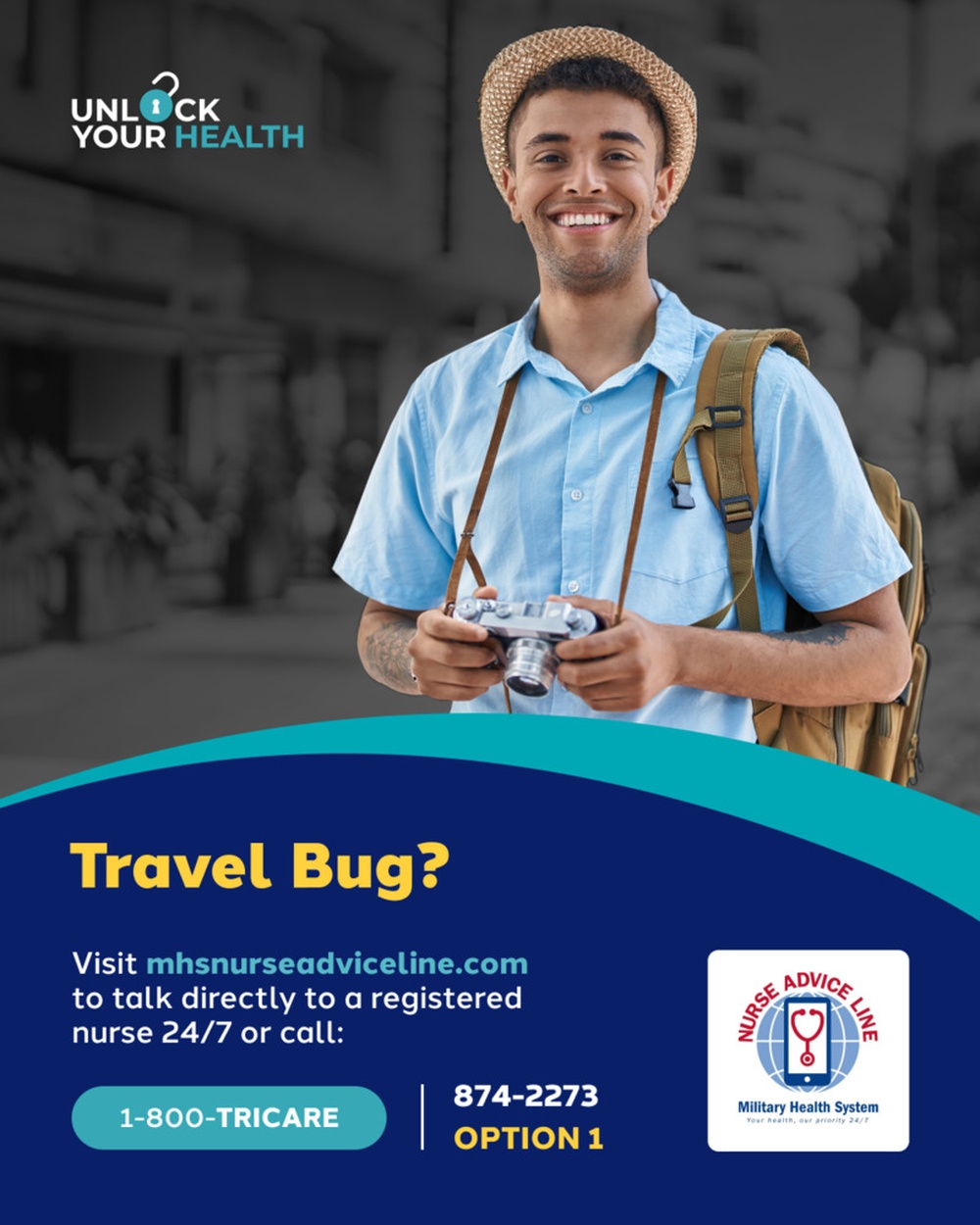 MHS Nurse Advice Line Social Graphic: Travel Bug