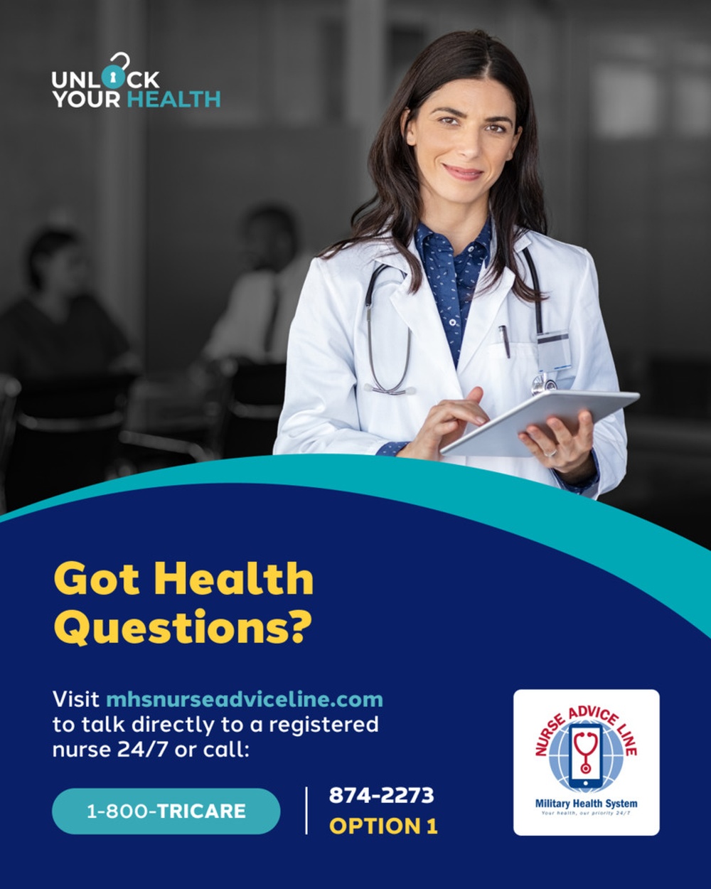 MHS Nurse Advice Line Social Graphic: Got Health Questions?