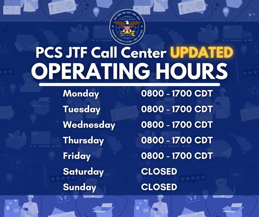 PCS JTF Call Center Updated Operating Hours