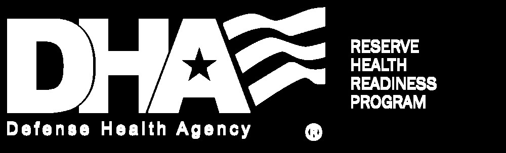 DHA Reserve Health Readiness Program logo horizontal white DHA Reserve Health Readiness Program logo horizontal white