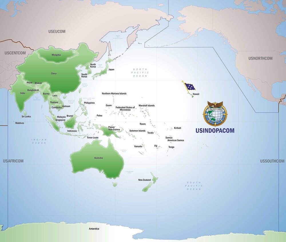 USINDOPACOM AOR MAP