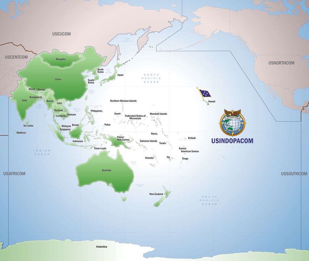 USINDOPACOM AOR MAP