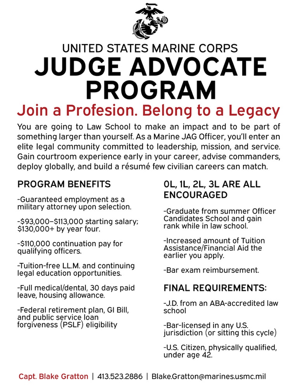 Judge Advocate Program Flyer Judge Advocate Program Flyer