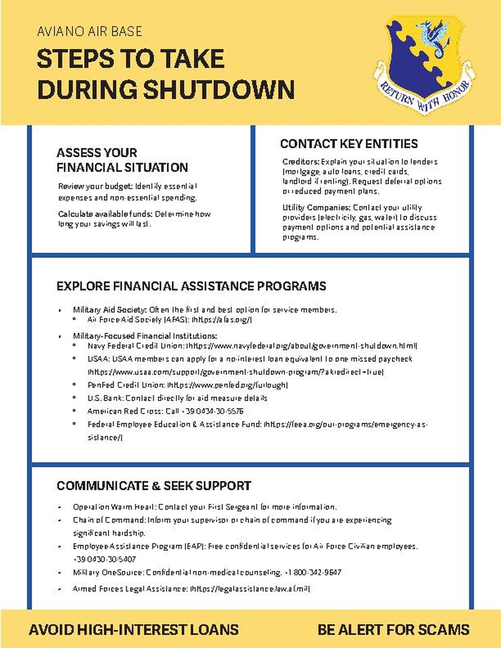 31st Fighter Wing Government Shutdown Assistance