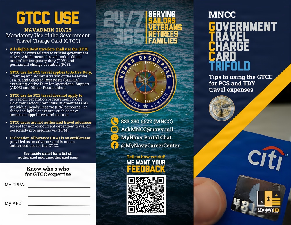 Government Travel Charge Card (GTCC) Navy Trifold