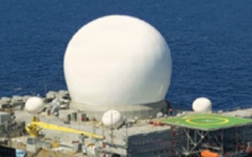 Platform at Sea with White Dome