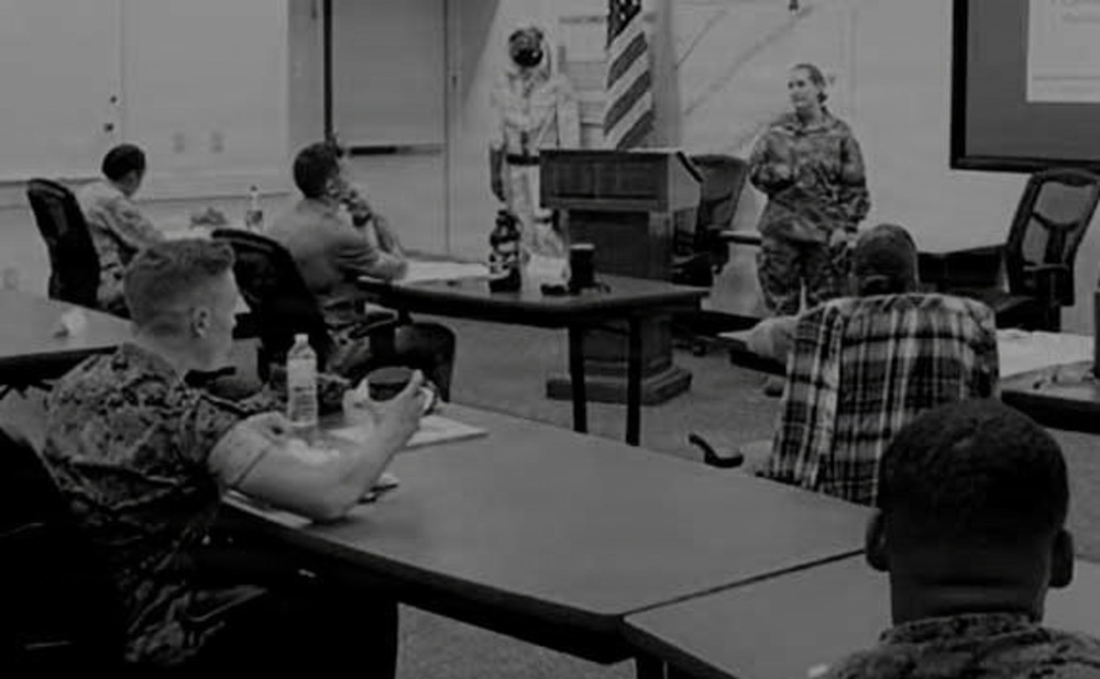 Students participate in classroom instruction at the Defense Nuclear Weapons School.