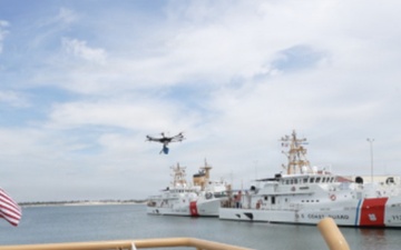 CBOA exercise - Drone hoovering over Coast Guard Vessel
