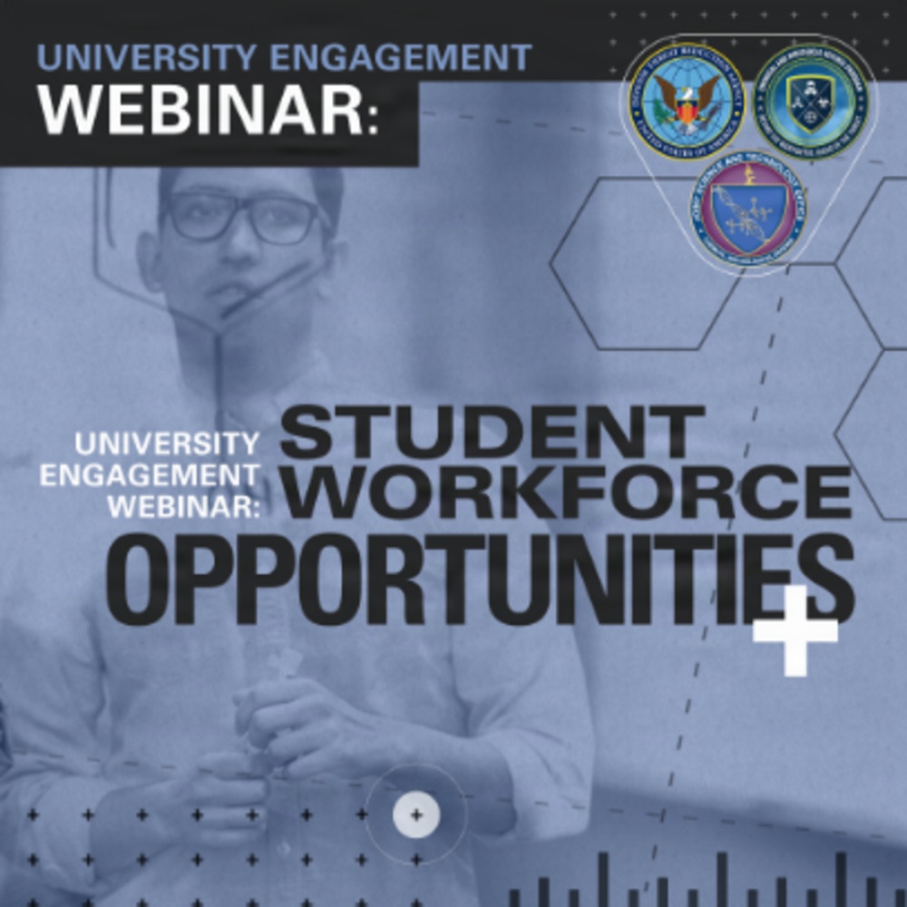 Graphic promotes the JSTO University Engagement Webinar focusing on Student Workforce Opportunities. Graphic promotes the JSTO University Engagement Webinar focusing on Student Workforce Opportunities.