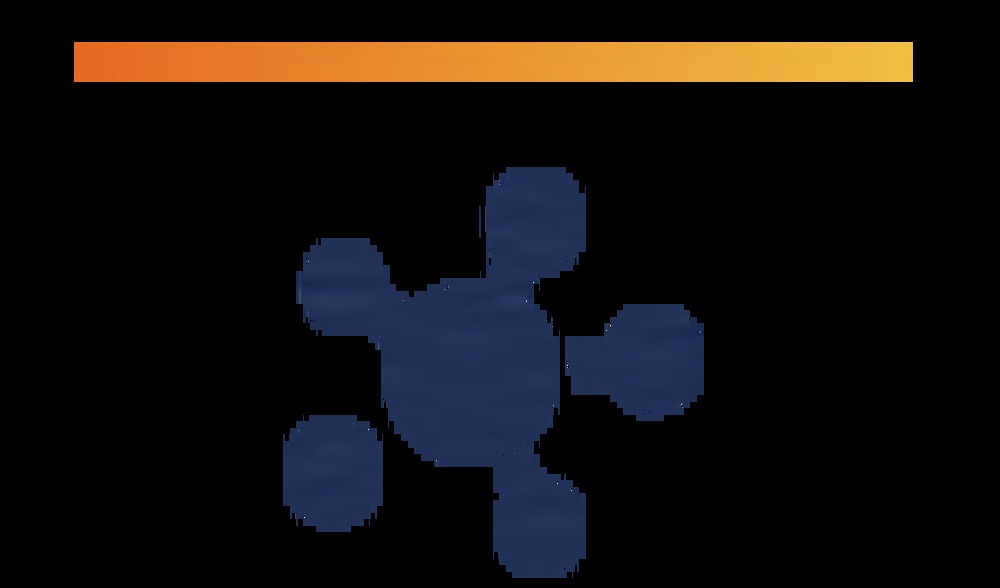 A circular icon with five connecting nodes A circular icon with five connecting nodes