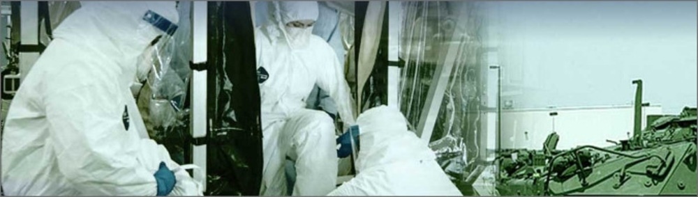 Military personnel in white mop suits Military personnel in white mop suits