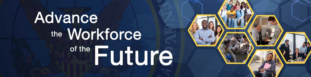 A composite graphic featuring four representative images highlights the Defense Threat Reduction Agency's Human Resources outreach programs against a professional blue background. A composite graphic featuring four representative images highlights the Defense Threat Reduction Agency's Human Resources outreach programs against a professional blue background.