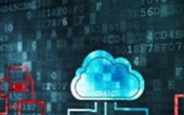 An illustration showing a cloud connected to three computer systems represents Defense Threat Reduction Agency's managed information technology infrastructure.