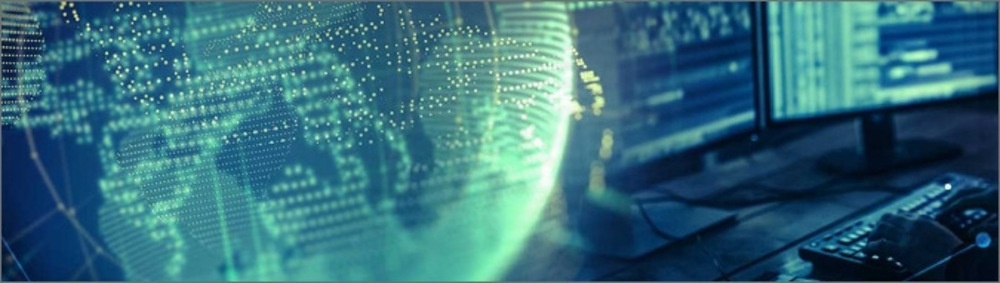 computer screens and hud image of the earth.