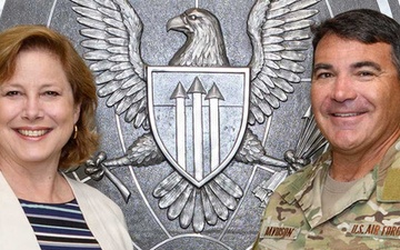 Ms. Rebecca Hersman, Director, Defense Threat Reduction Agency (DTRA), left, and U.S. Air Force Maj. Gen. Matthew Wolfe Davidson