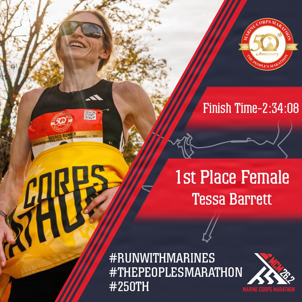 50th Marine Corps Marathon 1st Place Female Finisher