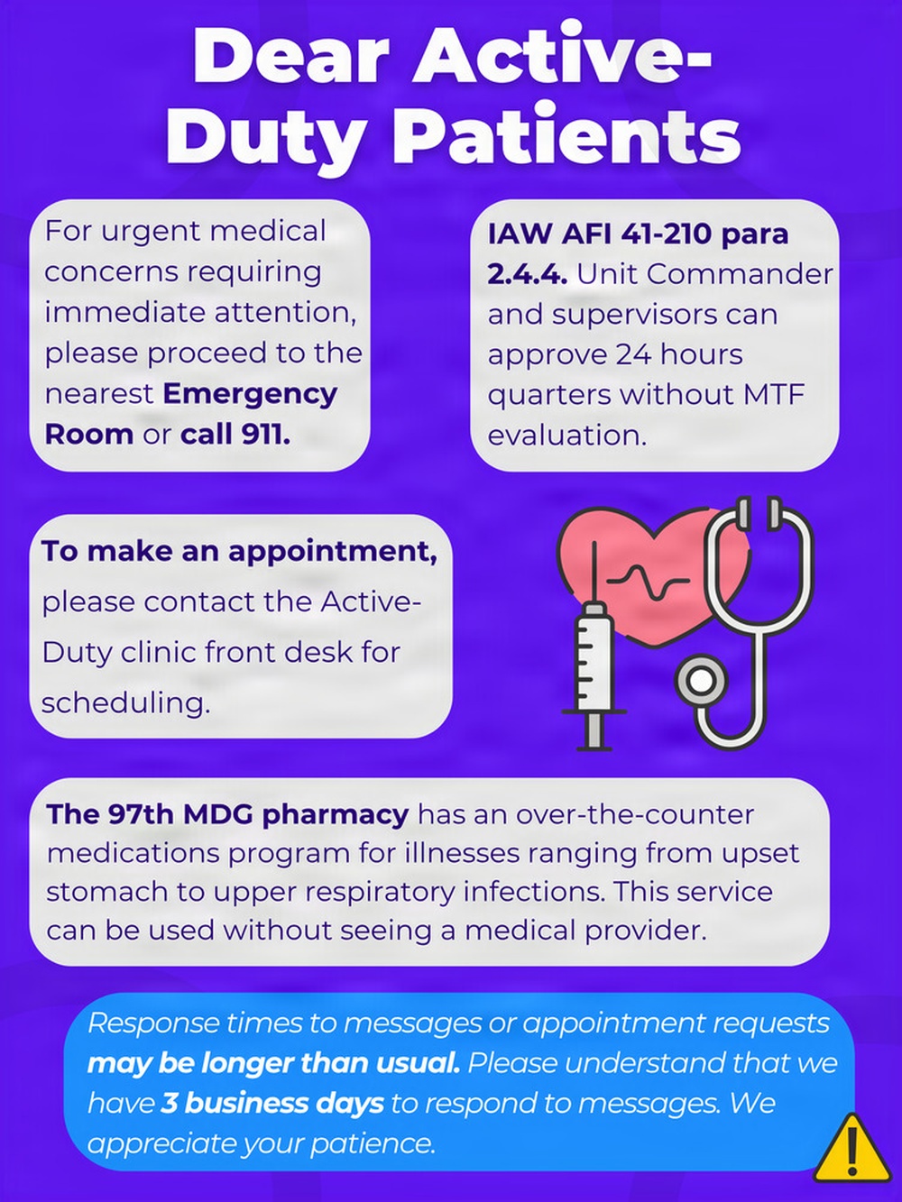 97th Medical Group &quot;Dear Active-Duty Patients&quot;