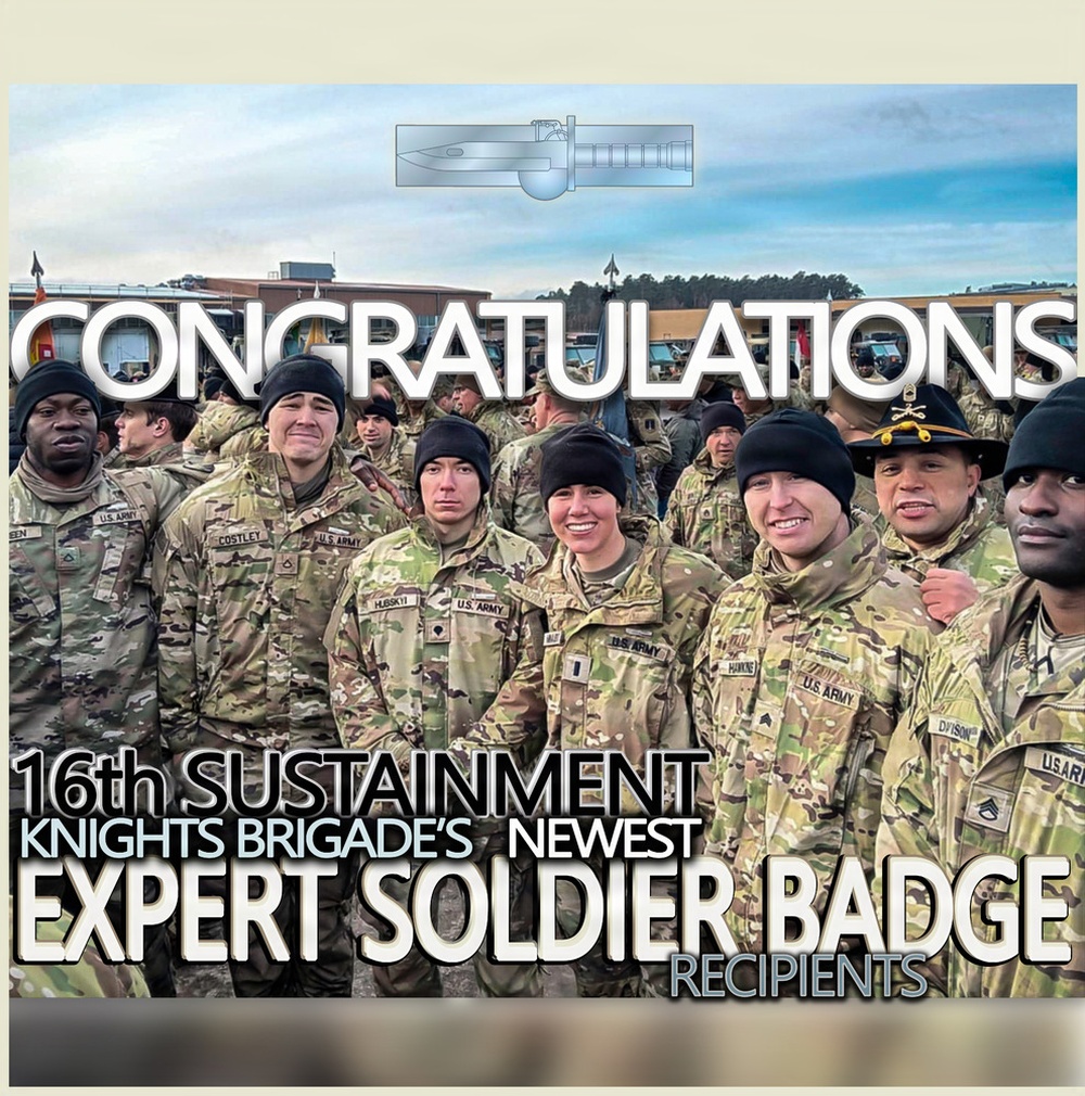 16th Sustainment Brigade Soldiers Earn Expert Soldier Badge Above Army Average