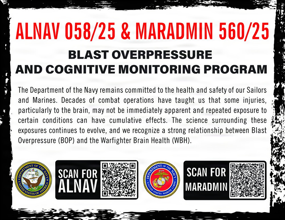 MARADMIN 056/25 Blast Overpressure and Cognitive Monitoring Program