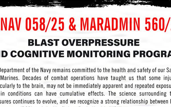 MARADMIN 056/25 Blast Overpressure and Cognitive Monitoring Program