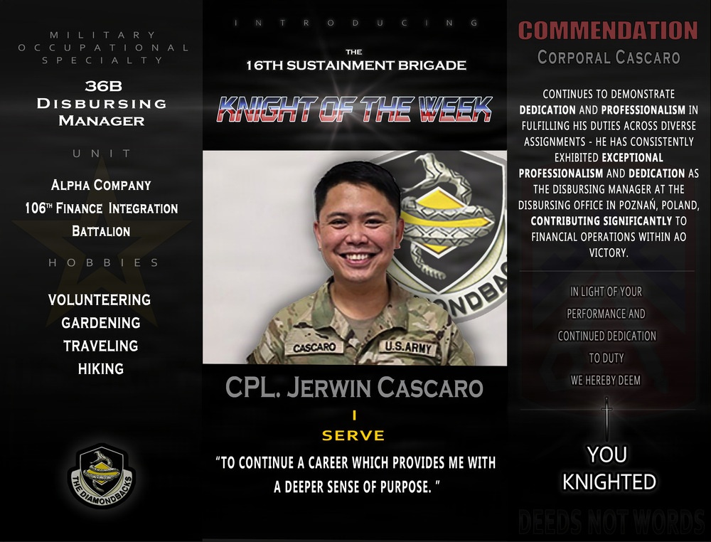 16th SBDE - Knight of the Week Spotlight: Cpl Jerwin Cascaro