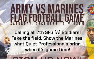 Army vs. Marines Flag Football Announcement Graphic